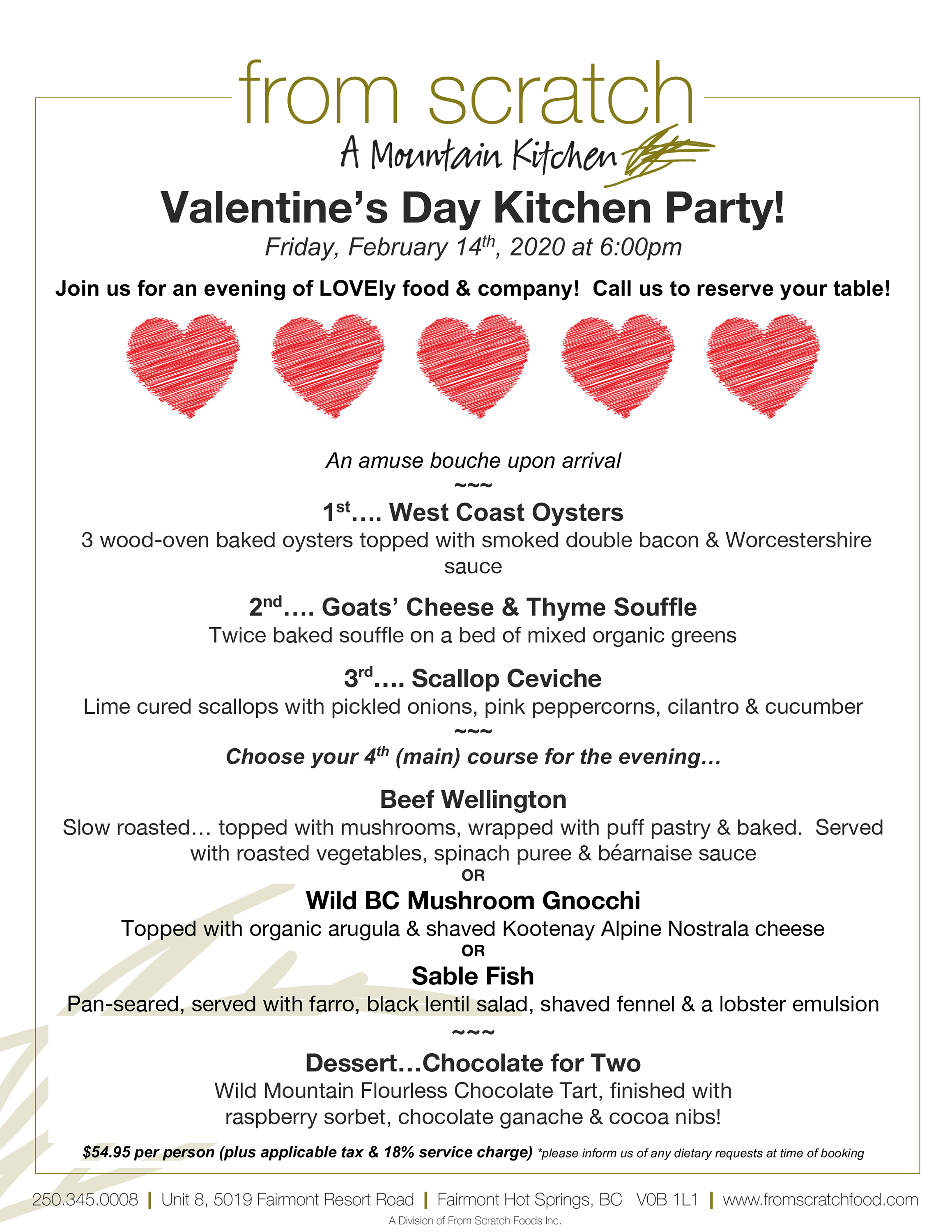 From Scratch Valentines Day menu