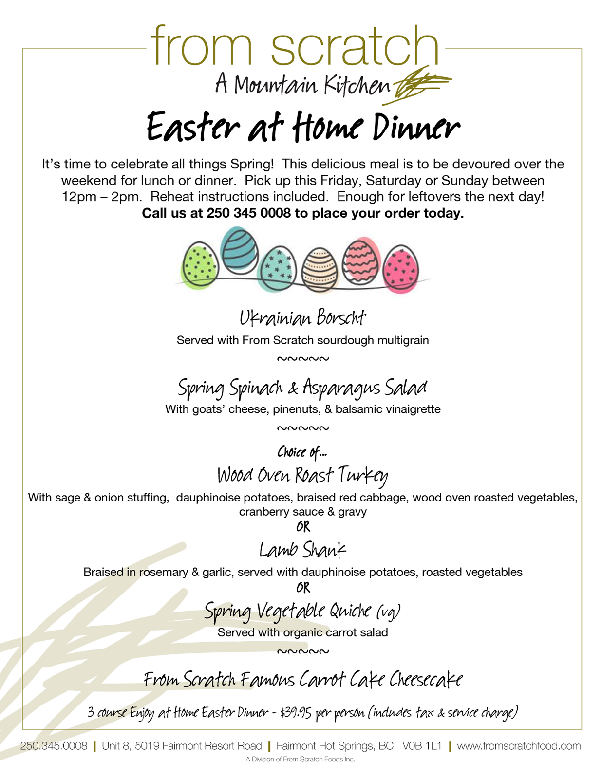 From Scratch Food Easter Supper at home menu